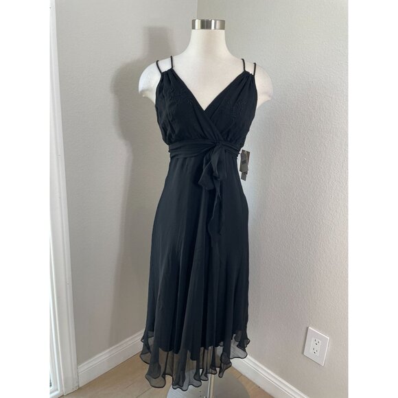 NEW Jonathan Martin Womens 10 Black 100% Silk Sleeveless Babydoll Dress - Picture 1 of 12